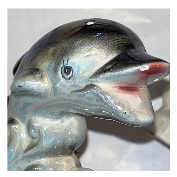 DOLPHIN Salt & Pepper Shakers Anthropomorphic Hand Painted Ceramic Japan Vintage - Picture 5 of 7